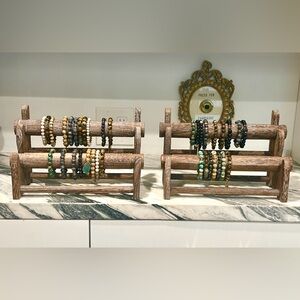 TWO Wooden 2-Tier bracelet Holder Display Stands